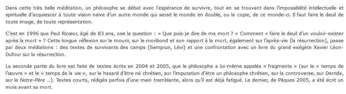 Vivant jusqu'à la mort, Paul Ricoeur