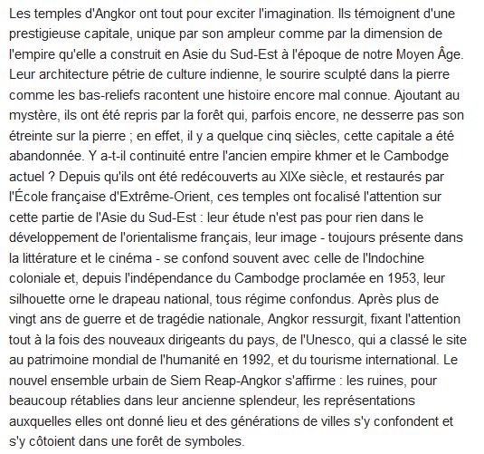  Angkor VIII-XXI siècles ; mémoires et identités khmères 