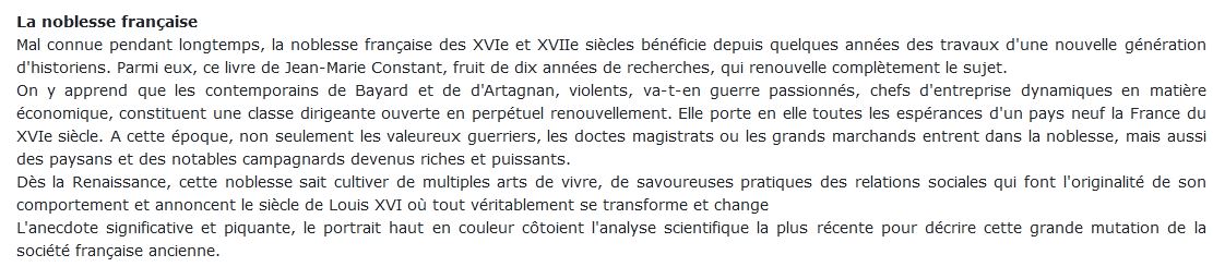 noblesse française aux XVIe et XVIIe