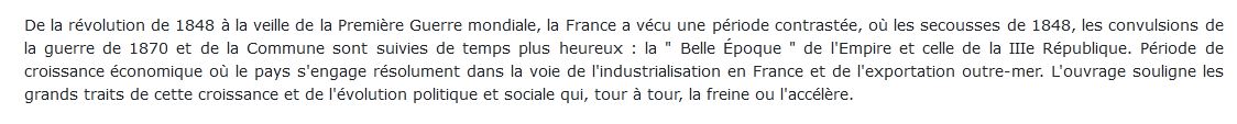 La France de 1848 à 1914 livre