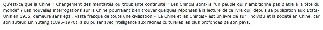 Chine et les Chinois