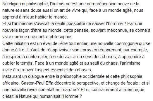  Le dieu perdu dans l'herbe ; l'animisme, une philosophie africaine 