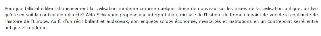 La Rome Antique et l'Occident Moderne