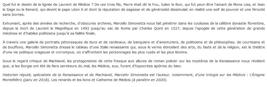 Les Médicis, Machiavel et la ruine de l'Italie