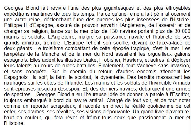 L'invincible armada, Georges Blond