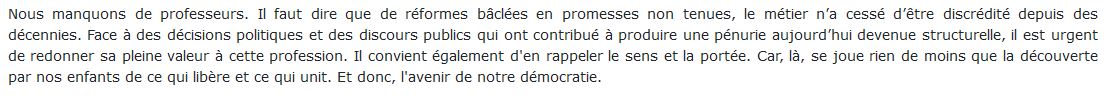 Qui veut encore des professeurs ?