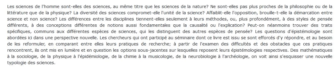 Essais d'épistémologie comparée