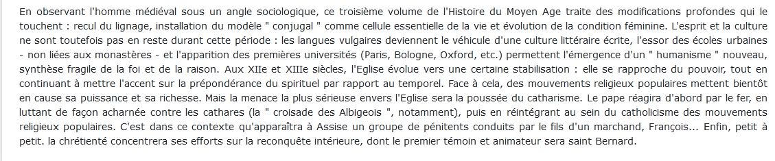 Histoire du Moyen Age (XIIe-XIIIe siècles)