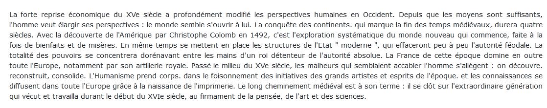 Histoire du Moyen Age (XVe-XVIe siècles)