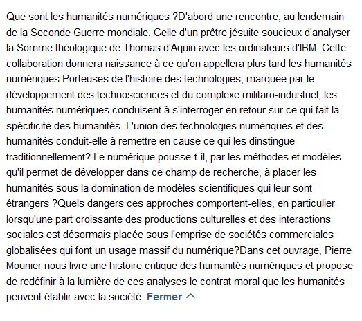  Les Humanités numériques : Une histoire critique  Les Humanités numériques : Une histoire critique 