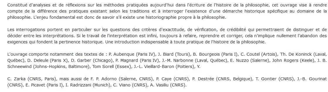 écrire l'histoire de la philosophie 