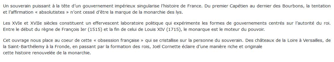 Une obsession française 1515-1715