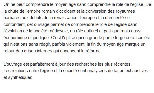 Eglise et société au Moyen Age