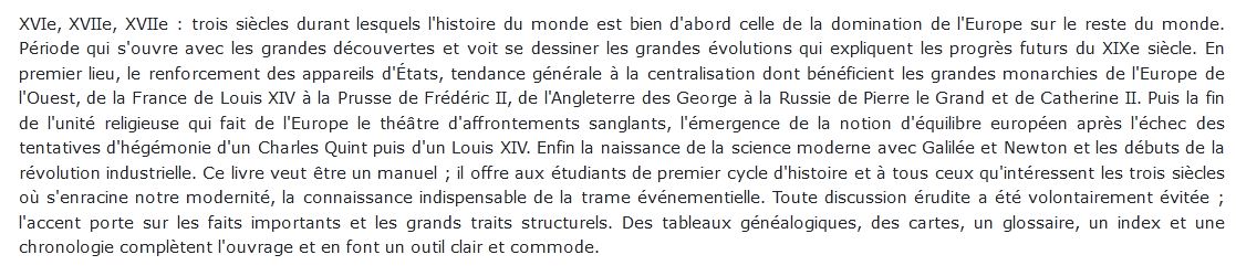 L'Europe et le monde XVIe-XVIIIe Siècle