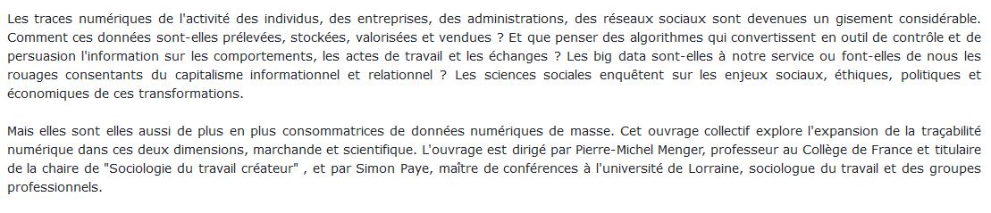 Les sciences sociales face à la quantification massive des individus