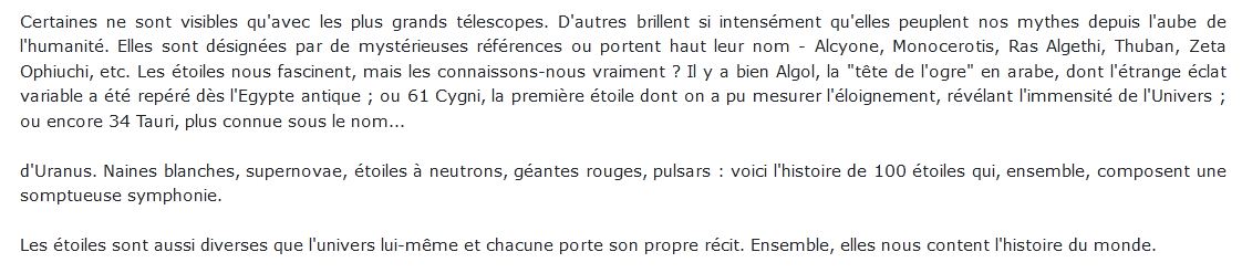 Une histoire de l'Univers en cent astres