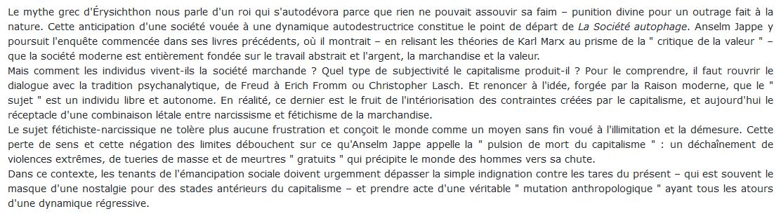 Capitalisme, démesure et autodestruction