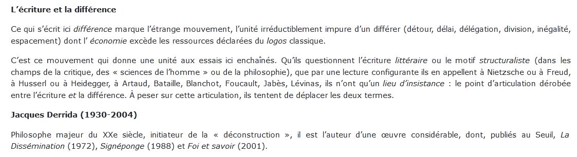 L'Écriture et la différence