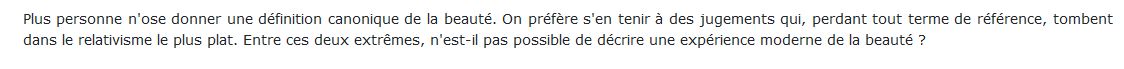 L'idée de Beau - philosophie