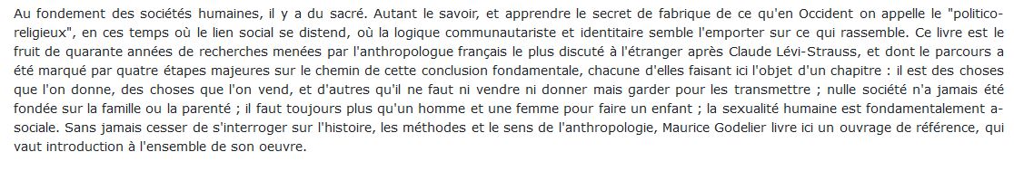 Au fondement des sociétés humaines - Godelier