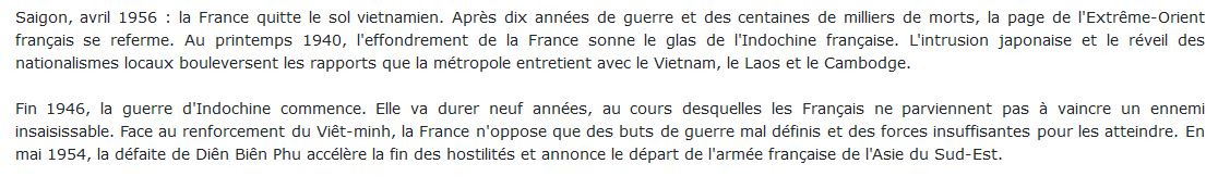 De l'Indochine française aux adieux à Saigon 1940-1956