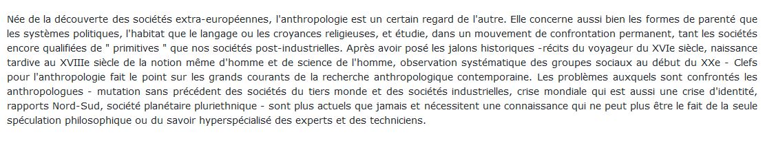 L'Anthropologie Par François Laplantine 