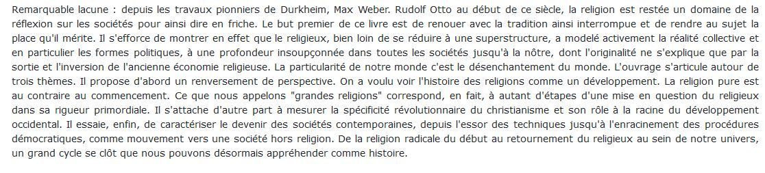 Le désenchantement du monde gauchet