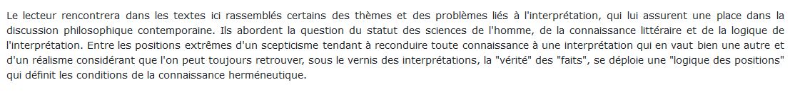 Comprendre, interpréter, connaitre