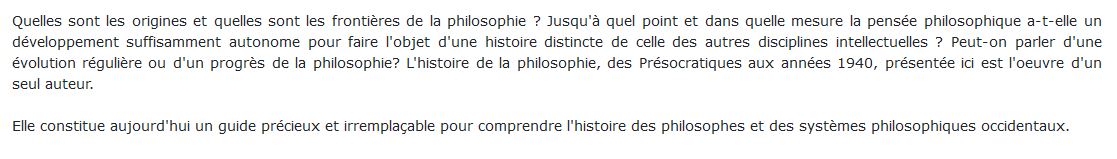 Histoire de la philosophie livre