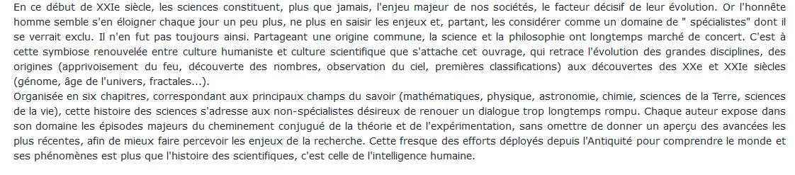 Histoire des sciences