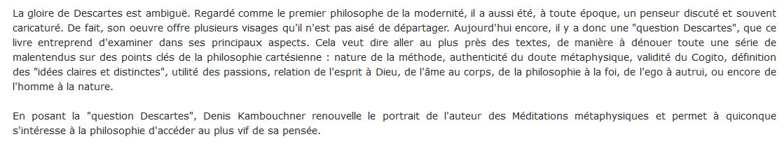 La question Descartes 2024