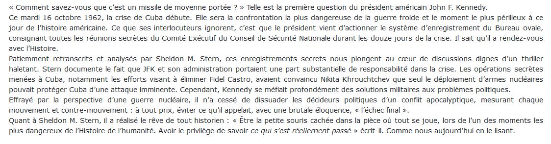 Les enregistrements secrets de la crise de Cuba