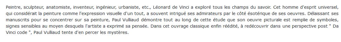 Pensée ésotérique de Léonard de Vinci