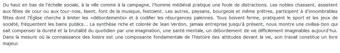 S'amuser au Moyen Age, Jean Verdon 