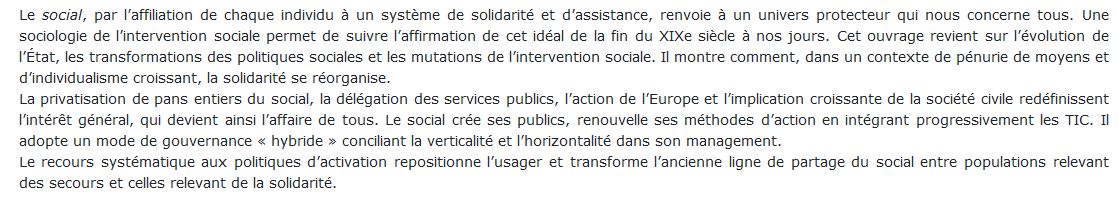 Sociologie de l'intervention sociale livre