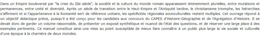 Sociétés et cultures dans l'Empire romain