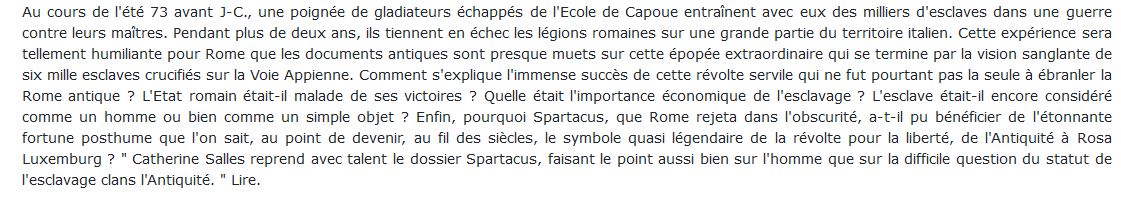 Spartacus et la révolte des gladiateurs