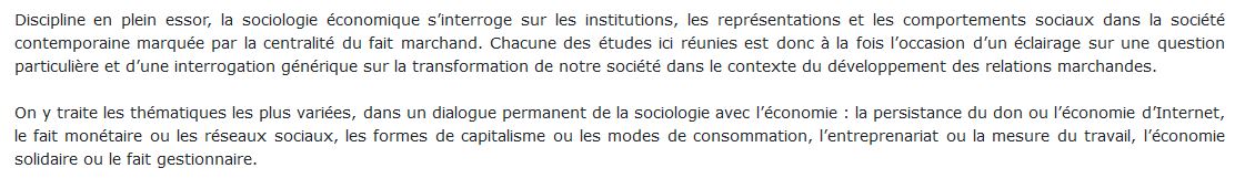 Traité de sociologie économique VATIN