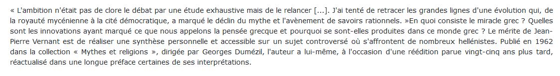 origines de la pensée grecque VERNANT