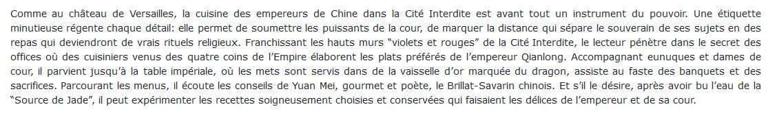 table de l'empereur de Chine