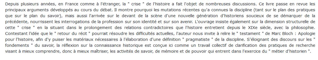 la crise de l'histoire