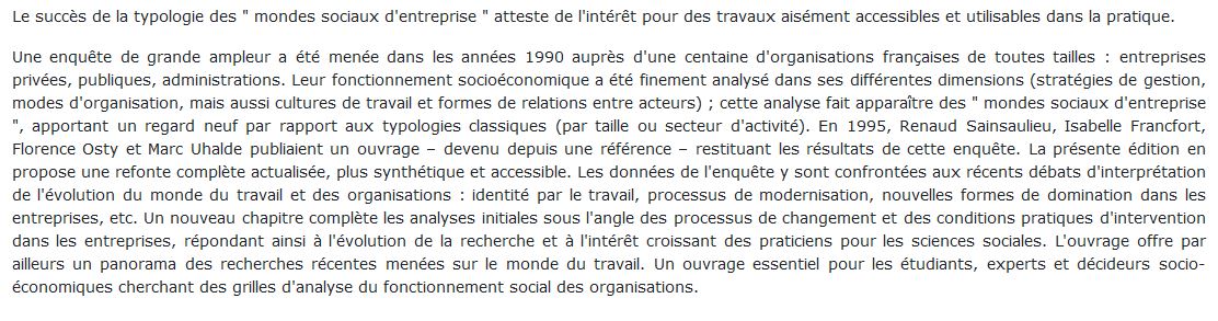 mondes sociaux de l'entreprise