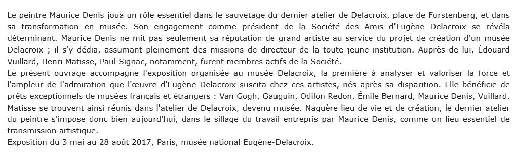 Maurice Denis et Eugène Delacroix, de l'atelier au musée
