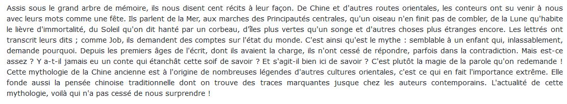 légendes de la Chine ancienne