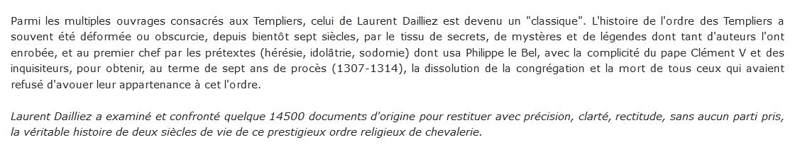 Les templiers Laurent Dailliez